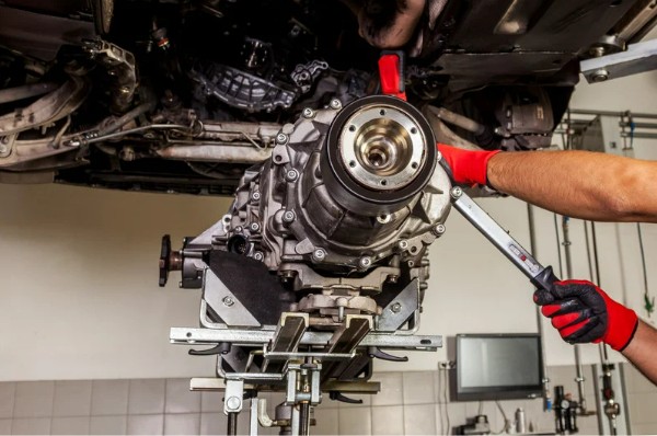 Gearbox being repaired